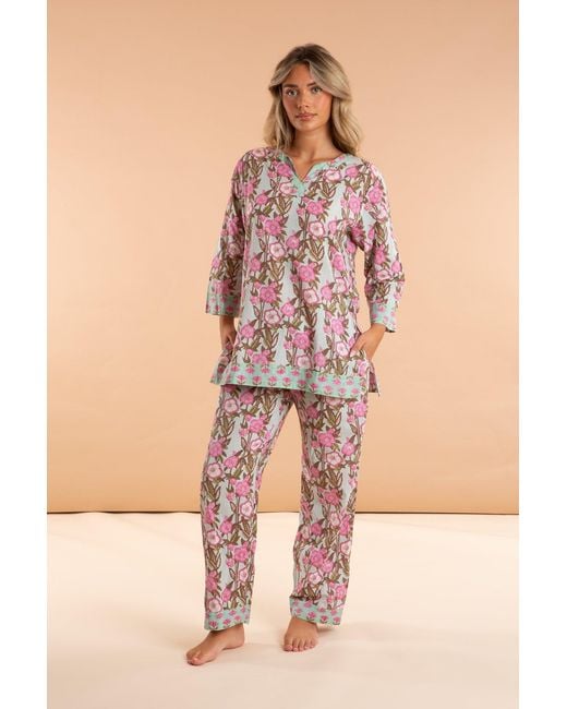 Inara White Wild Rose Cotton Pyjamas