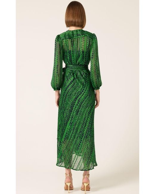 SACHA DRAKE Green Savoir Midi Wrap Dress