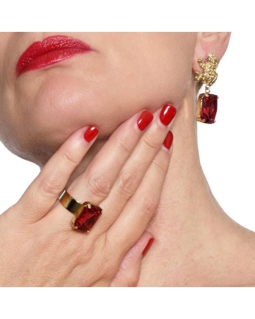 Addicted White Armonia Chadelier Earrings Plated With Ruby Crystal