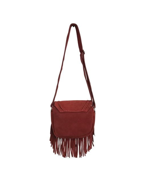 Zasta Studio Red Banjara Suede Leather Crossbody Bag