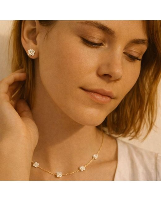 Lily Flo Jewellery Metallic Diamond Cube Hoop Earrings