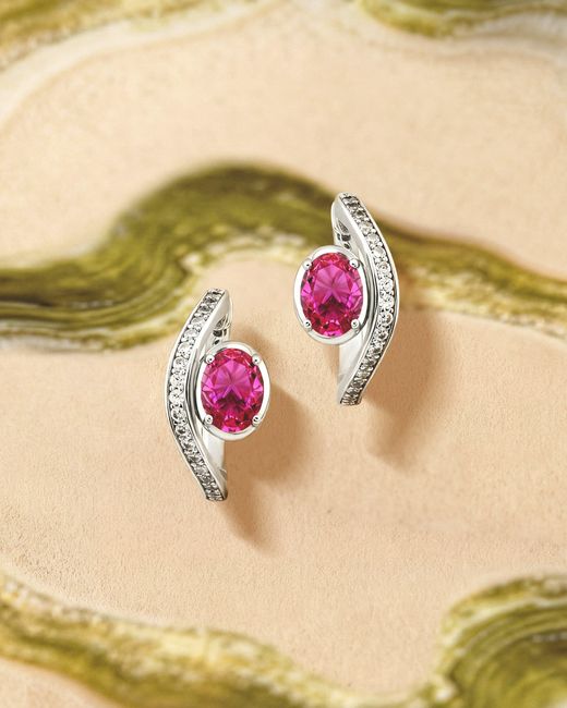 Arte Madrid Pink Sierra Pavé Contour Hoop Earrings
