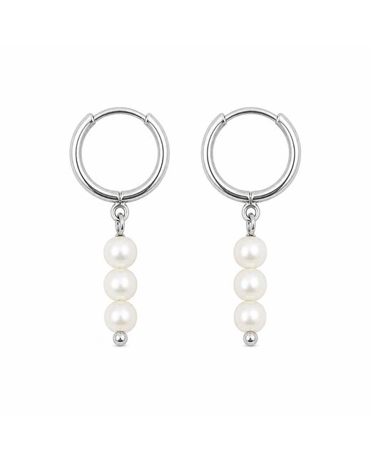 Pearl Code White Mini Pearl Hoop Earrings –