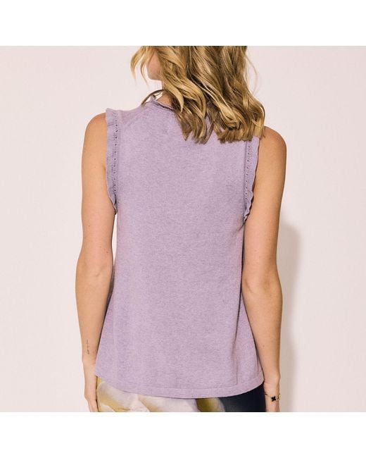 Lindsay Nicholas New York Blue Frill Crewneck Shell