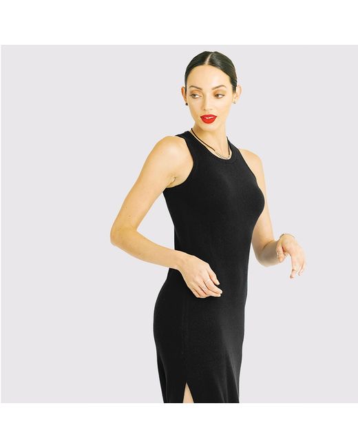 Zenzee Black Cashmere Maxi Dress With Side Slits