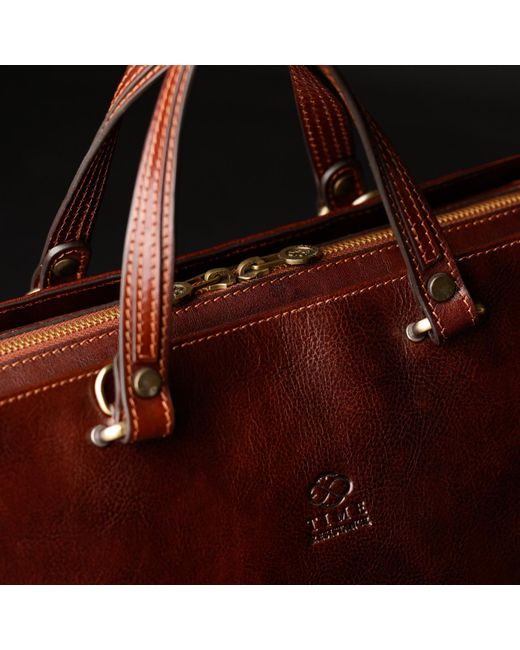 Time Resistance Brown Leather Tote Bag Shoulder Bag For – The Scarlet Letter