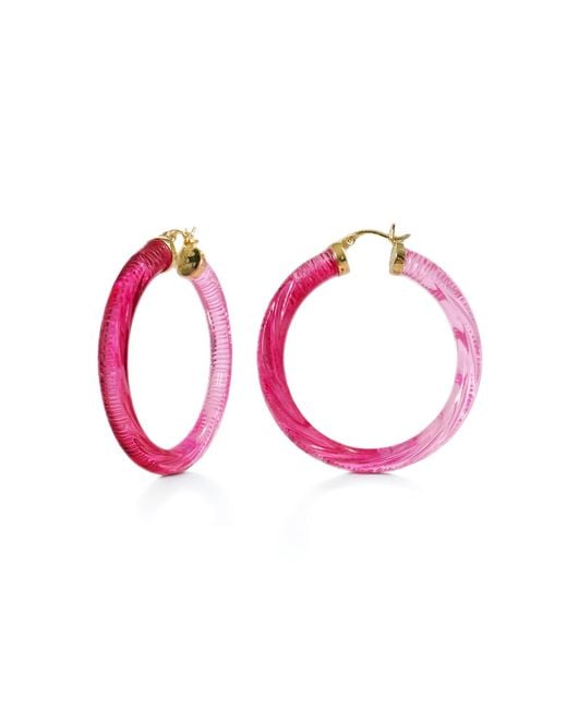 Gold & Honey Pink Ombre Hoop Earrings