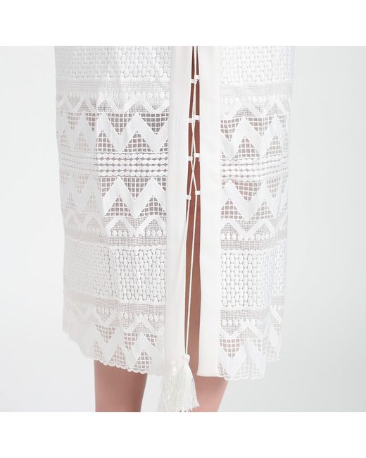 Smart and Joy Gray Geometrical Lace Midi Skirt