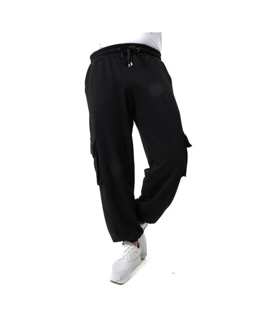 Metamorph Black Cotton Cargo Trousers for men