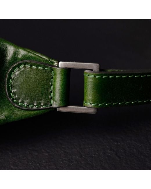 Time Resistance Green Leather Sling Bag Belly Bag for men