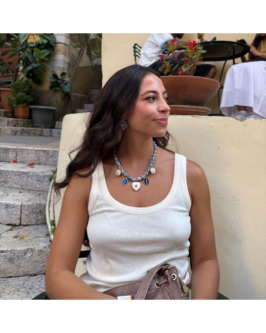 Achala Handcrafted Blue Greek Agate Necklace