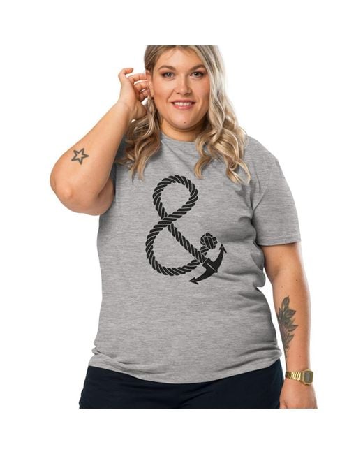 Anchor and Crew Gray Heather Oversized Ampersand Signature Organic Cotton T-Shirt