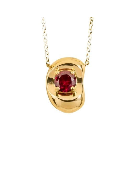 Juvetti White Fava Necklace Set With Ruby