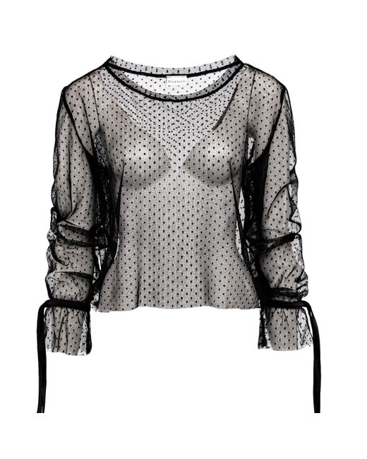 Meijerhof Black Meij-Miley Polka Dots Mesh Blouse