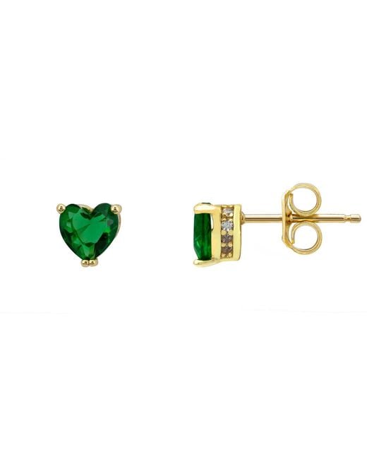 Latelita London Black Asscher Cut Heart Stud Earrings Emerald