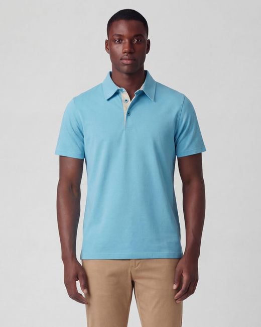 Lords of Harlech Blue Pietro Knit Polo for men