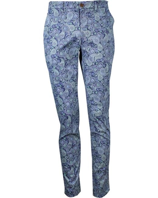 Lords of Harlech Blue Jack Pow Paisley Pant for men