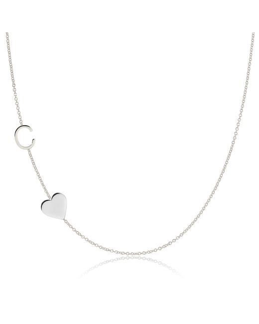 Maya Brenner Metallic Monogram Necklace With Heart 14K