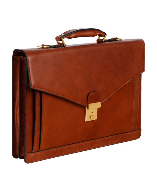 Time Resistance Brown Classic Design Leather Briefcase for men