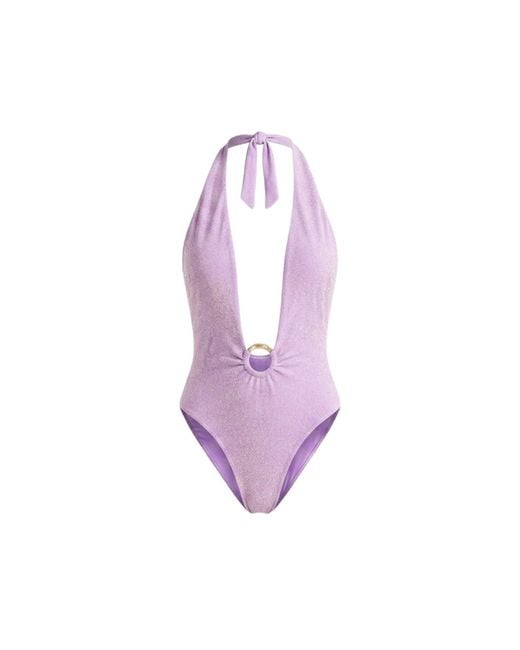 Veroni Swim Purple Aelia Lurex One Piece Swimsuit
