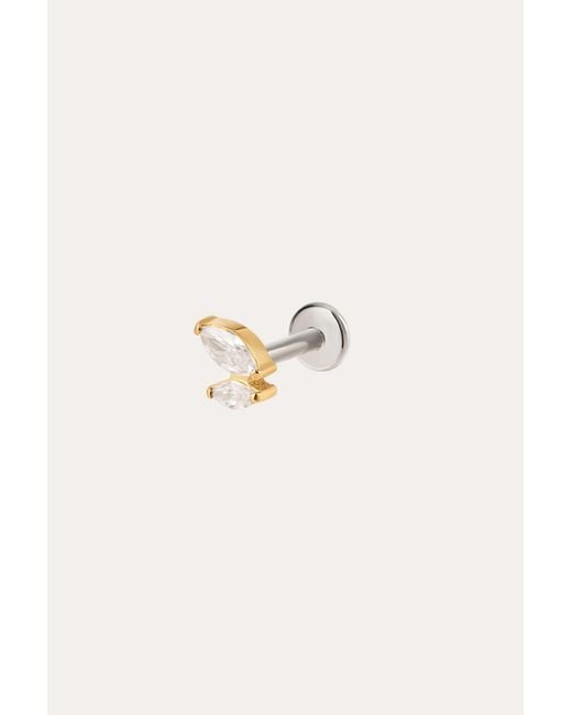 Vanhi Metallic Double Marquise Threadless Flat Back Titanium Cartilage Stud