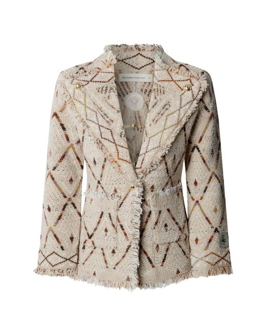 The Extreme Collection Brown Neutrals Jacquard Knit Jacket Parker