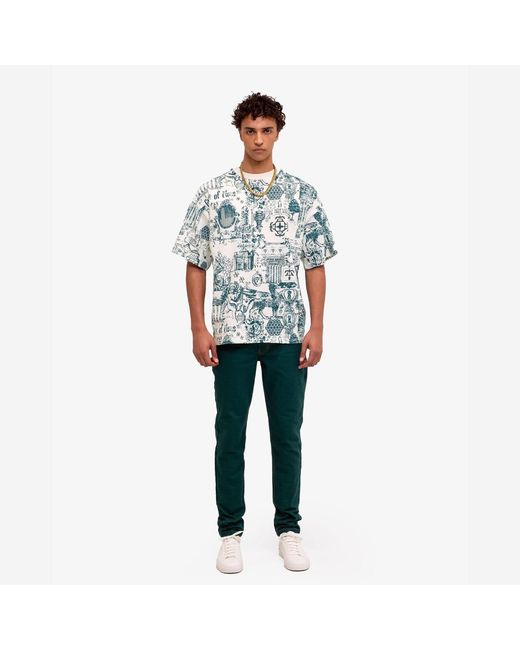 PLACE OF ELMS Blue Flower Of Life T-Shirt for men
