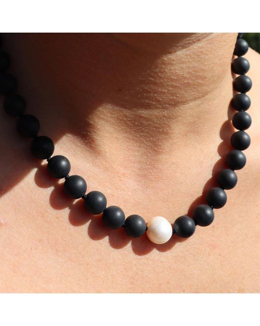 FV Jewellery Blue Onyx, Pearl & Fob Necklace