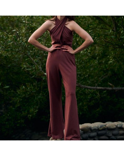 Italia A Collection Red Mocha Glam Jumpsuit