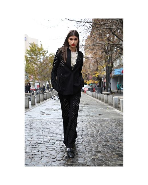 Silvia Serban Black Dragon Skin Laser Cut Suit