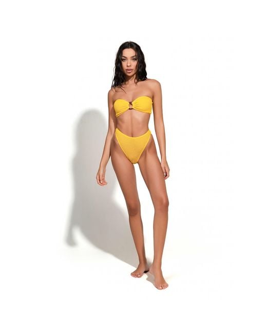 Maison Tangerine Yellow Santorini Crinkle Swimsuit Lemon Bikini