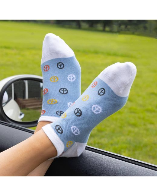 Peper Harow - Made in England Blue Peace Trainer Socks –