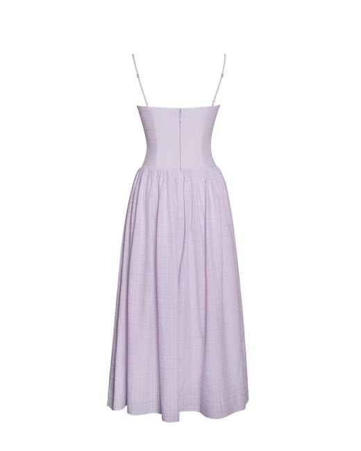 Miss Circle New York Purple Jaclyn Lace Trim Cutout Seersucker Midi Dress