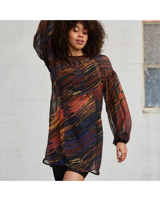 NUMBAT Black Sahara Printed Sheer Mini Dress