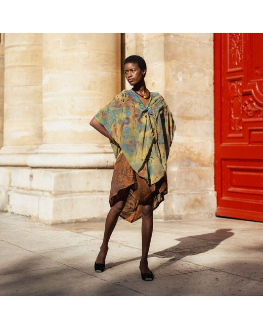 Miro Misljen Multicolor Metamorphosis Hand-Painted Dress