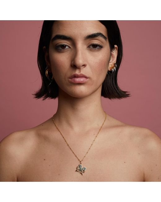 Kasun Metallic Solid A Initial Necklace With Marble