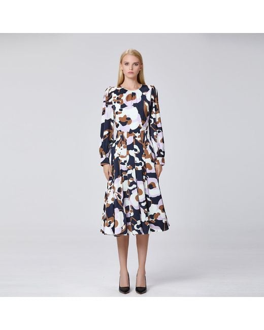 Smart and Joy Black Macro Abstract Print Round Neck Dress