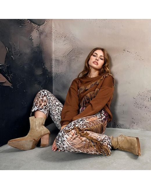 Lalipop Design Brown Sweatshirt With Fringe Details