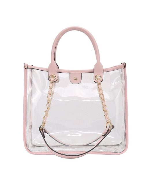 Mkf Collection - J'omor Pink Diva Pvc Tote Bag With Tweed Bucket Bag