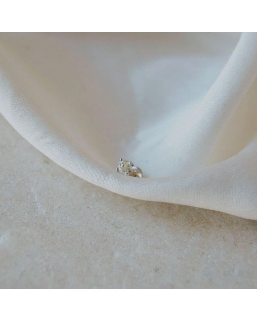 Zohreh White Diamond Solitaire Flat Back Earring 14K