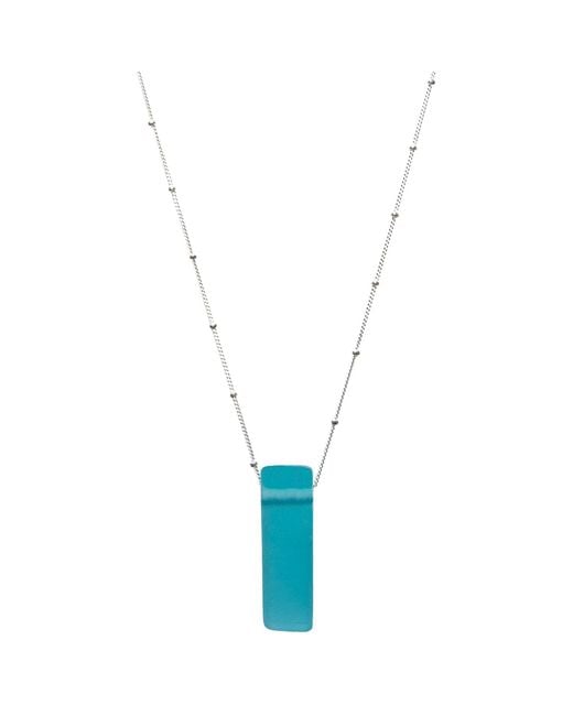 Smart Glass Jewelry Blue Recycled Gin Bottle Stiletto Necklace Aqua Sterling