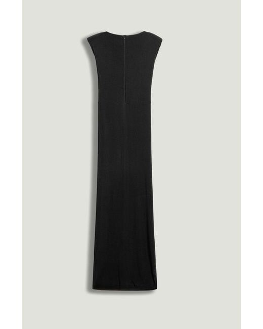Nocturne Black Ruched Side-Slit Maxi Dress