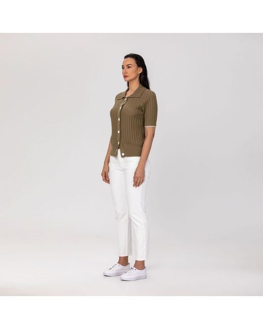 Smart and Joy Green Short-Sleeve Knit Cardigan