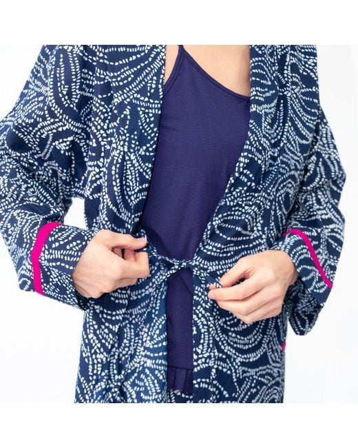 Inara Blue Indian Cotton Starry Night Print Robe