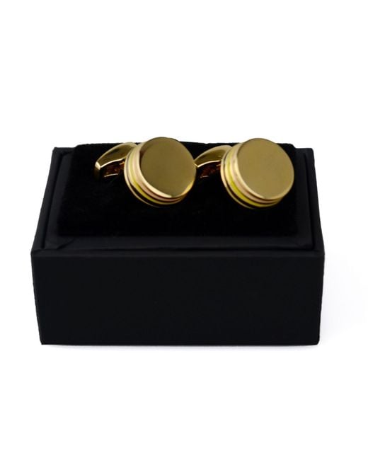 DAVID WEJ Green Round Metal Cufflinks – for men