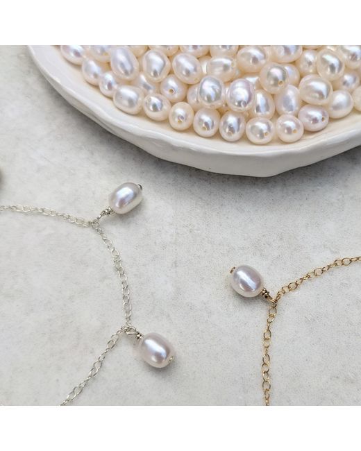 Kiri & Belle White Annalise Pearl Drop Charm Sterling Bracelet