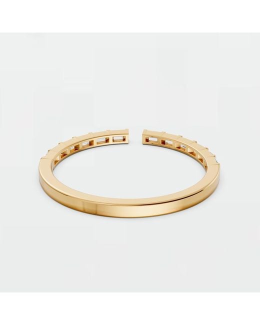 Aya Fine Jewelry Metallic Baguette Cut Lab Diamond Stackable Open Wedding Band Ring