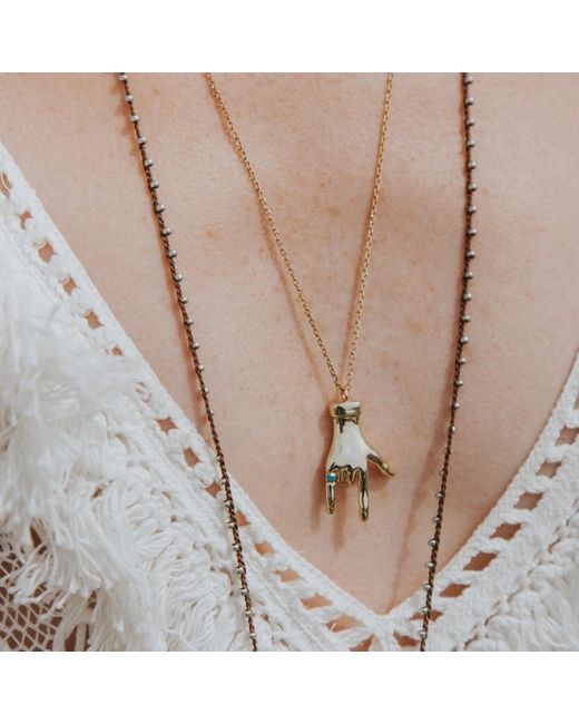 Native Gem Metallic Universal Language I Love You Sign Necklace