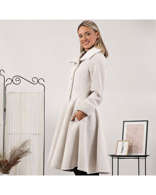 Nikka Place Natural Flared Wool Winter Coat With Buttons
