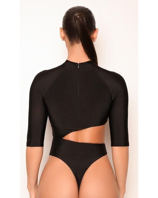 Moda Glam Red Side Cut Out Bodysuit- Burgundy